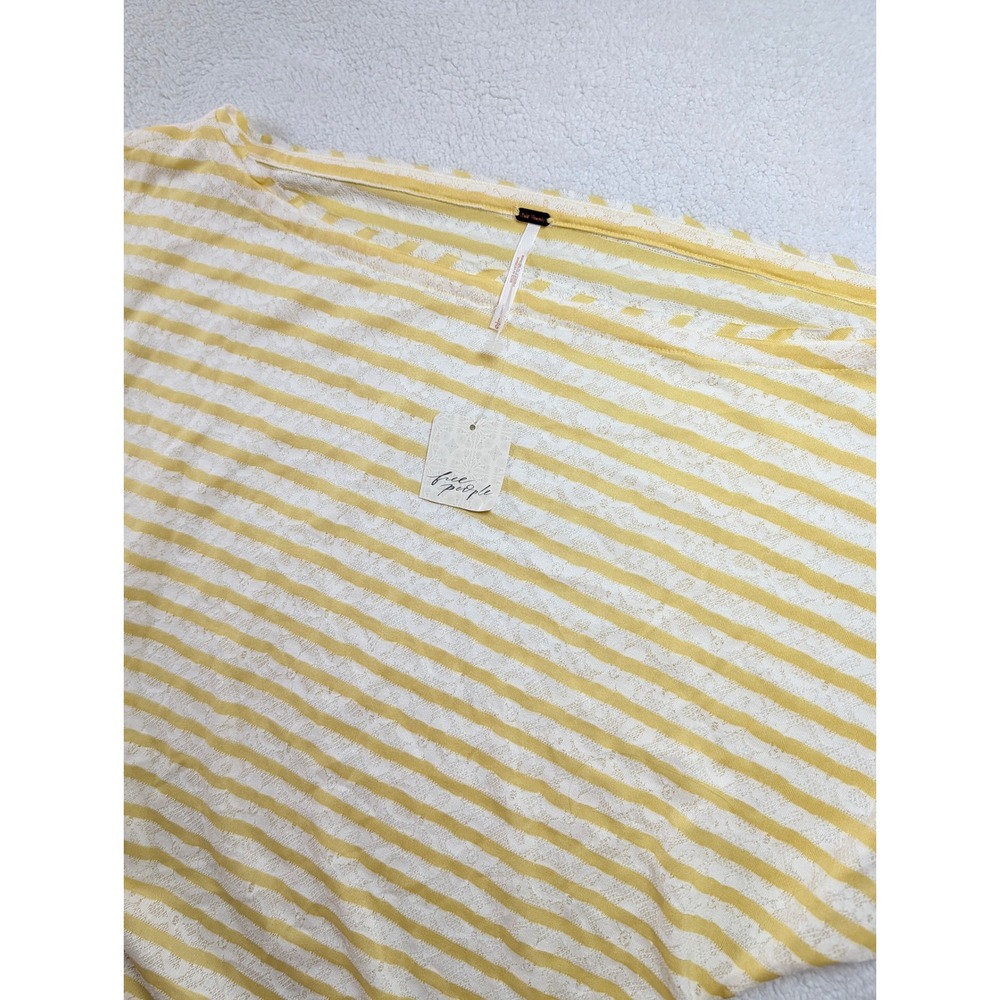Free People Sicilian Combo Butter Yellow Striped Lace Dolman Top NEW Preppy